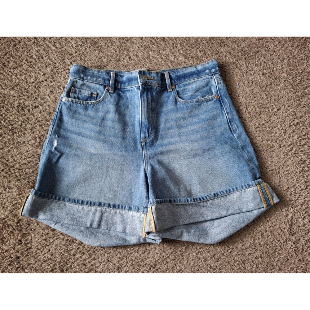 Loft Denim Jean Shorts Women's Size 28 Blue Cuffed High Rise 90s Y2K - Picture 1 of 8